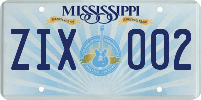 MS license plate ZIX002