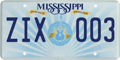 MS license plate ZIX003