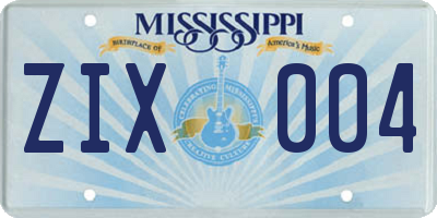 MS license plate ZIX004