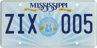 MS license plate ZIX005
