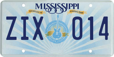 MS license plate ZIX014