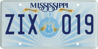 MS license plate ZIX019