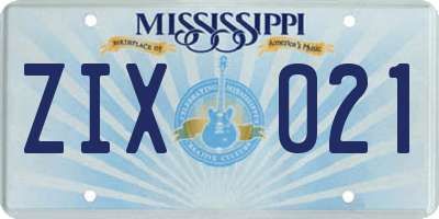 MS license plate ZIX021
