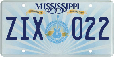 MS license plate ZIX022