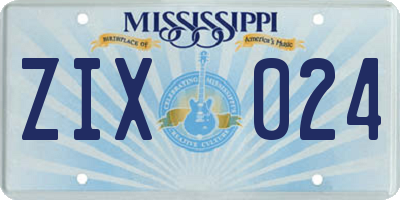 MS license plate ZIX024