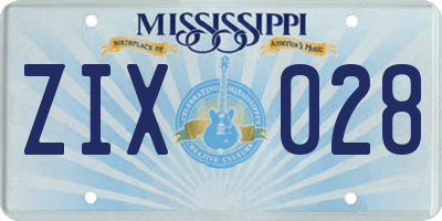 MS license plate ZIX028