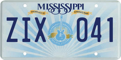 MS license plate ZIX041
