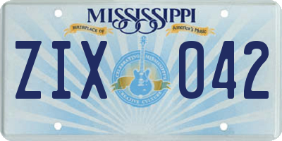 MS license plate ZIX042