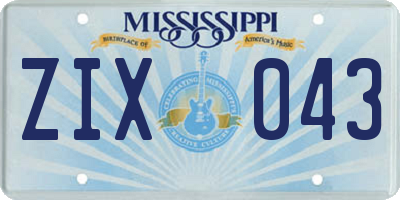 MS license plate ZIX043