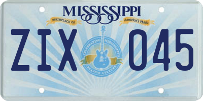 MS license plate ZIX045