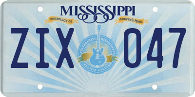 MS license plate ZIX047