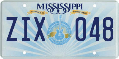 MS license plate ZIX048