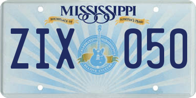 MS license plate ZIX050