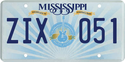 MS license plate ZIX051