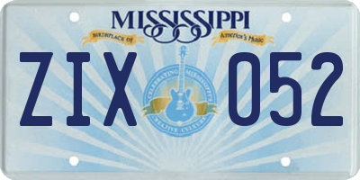 MS license plate ZIX052