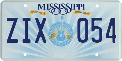 MS license plate ZIX054