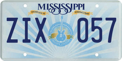MS license plate ZIX057