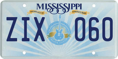 MS license plate ZIX060