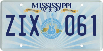 MS license plate ZIX061