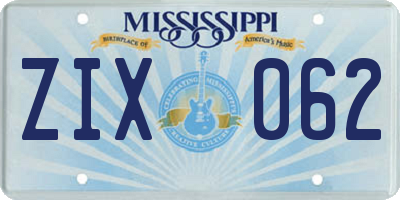 MS license plate ZIX062