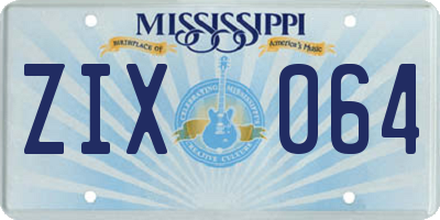 MS license plate ZIX064