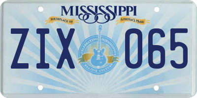 MS license plate ZIX065