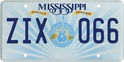 MS license plate ZIX066