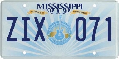 MS license plate ZIX071