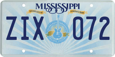 MS license plate ZIX072