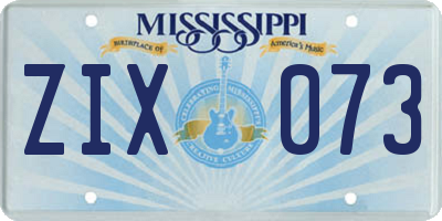 MS license plate ZIX073