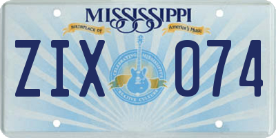 MS license plate ZIX074