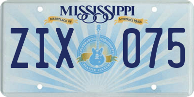 MS license plate ZIX075