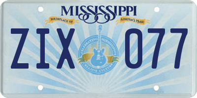 MS license plate ZIX077