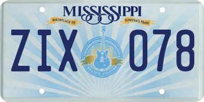 MS license plate ZIX078