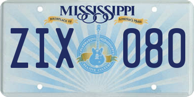 MS license plate ZIX080