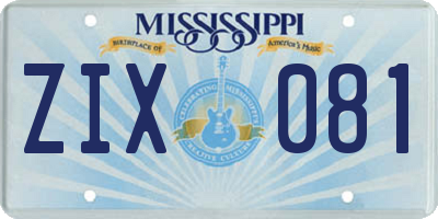 MS license plate ZIX081