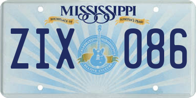 MS license plate ZIX086