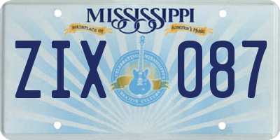 MS license plate ZIX087