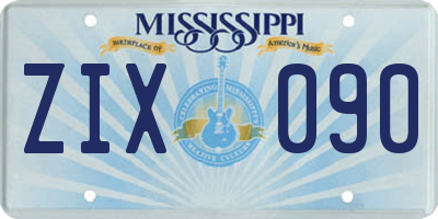 MS license plate ZIX090