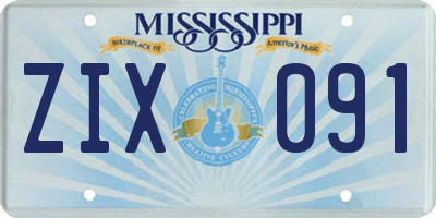 MS license plate ZIX091