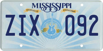 MS license plate ZIX092