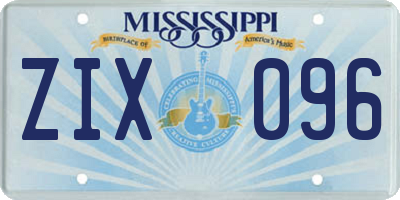 MS license plate ZIX096