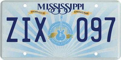 MS license plate ZIX097