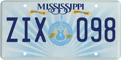 MS license plate ZIX098