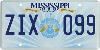 MS license plate ZIX099