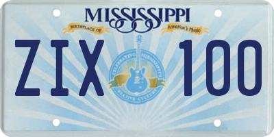 MS license plate ZIX100
