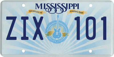 MS license plate ZIX101
