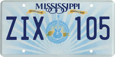 MS license plate ZIX105