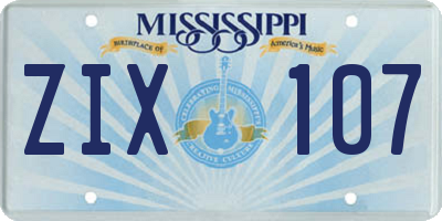 MS license plate ZIX107