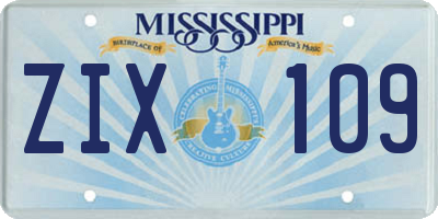 MS license plate ZIX109